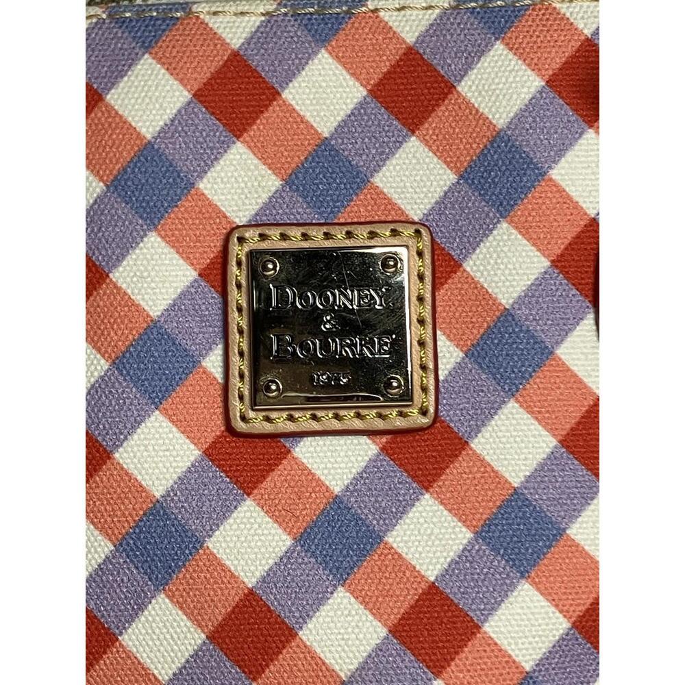 Dooney & Bourke Satchel Bag Womens Medium Multicolor Gingham Crossbody Zip - Picture 2 of 5